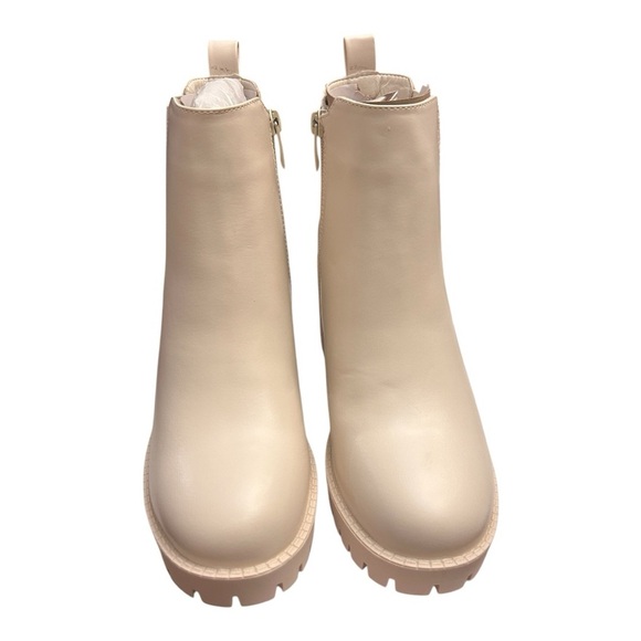 White Chunky Heel Chelsea Ankle Boots Round Toe Slip On Women’s Size 8 - Picture 3 of 15